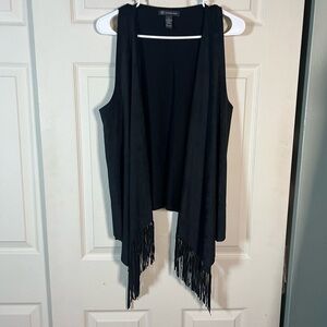 Faux suede fringe western vest